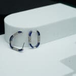 14Kt Gold Diamond Blue Hoops Earrings DER14/482