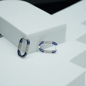 14Kt Gold Diamond Blue Hoops Earrings DER14/482