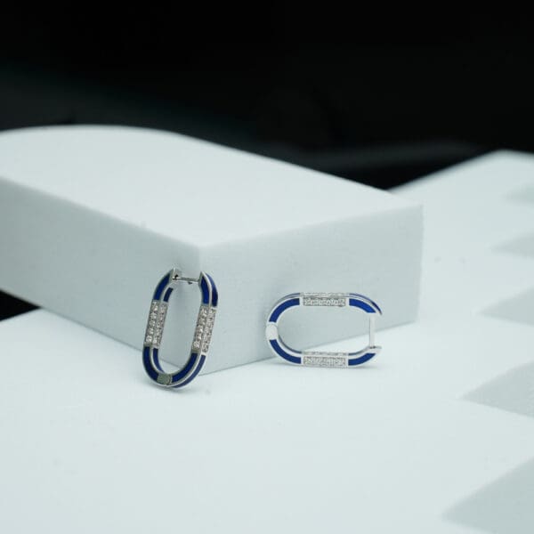 14Kt Gold Diamond Blue Hoops Earrings DER14/482