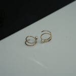 14Kt Gold Diamond Pearl Spiral Hoops Earrings DER14/327