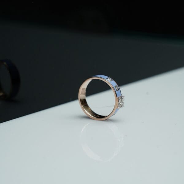 14Kt Gold Diamond Blue Unisex Band Ring DRL14/1284