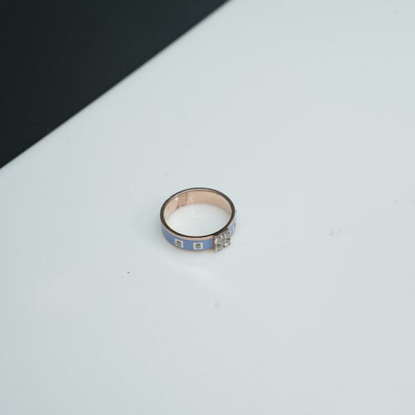 14Kt Gold Diamond Blue Unisex Band Ring DRL14/1284