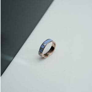 14Kt Gold Diamond Blue Unisex Band Ring DRL14/1284