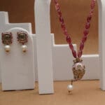 Gold Kundan Polki Necklace & Earring Set with Pearl Drops PKLS8/2