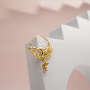 18 Kt Yellow Gold Traditional Nath – NT18/166 | Bridal Nose Ring