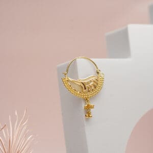 18 Kt Yellow Gold Traditional Nath – NT18/166 | Bridal Nose Ring
