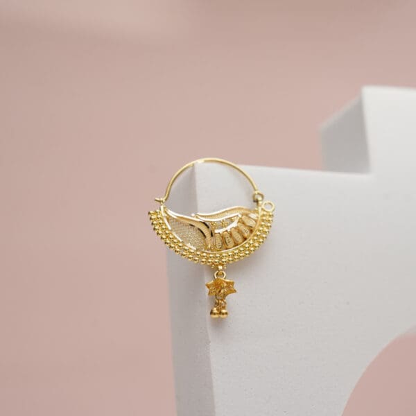 18 Kt Yellow Gold Traditional Nath – NT18/166 | Bridal Nose Ring