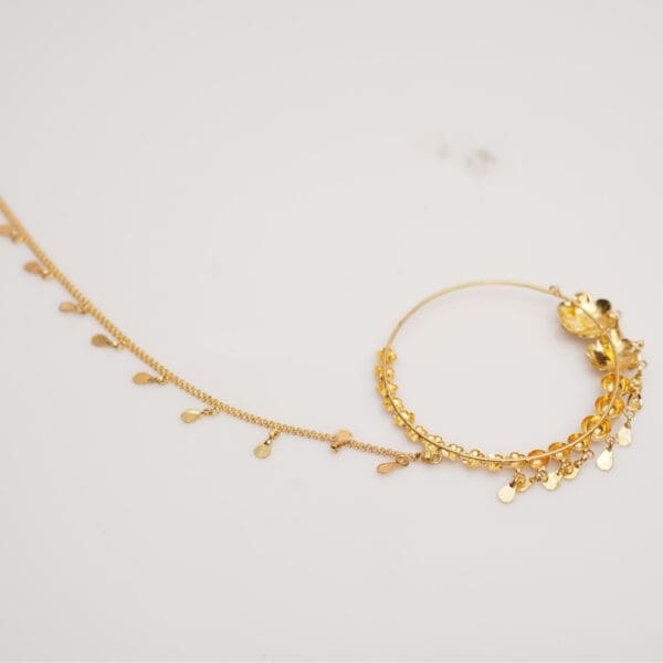 Elegant 18Kt Gold Flower Nath with Chain (NC18/30)