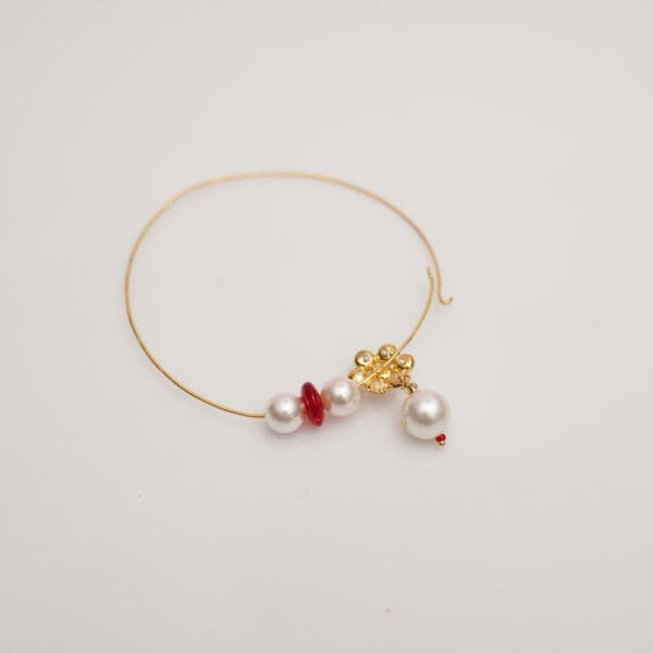 18kt Gold Lightweighted Nath with Pearl and Stones NT18/146
