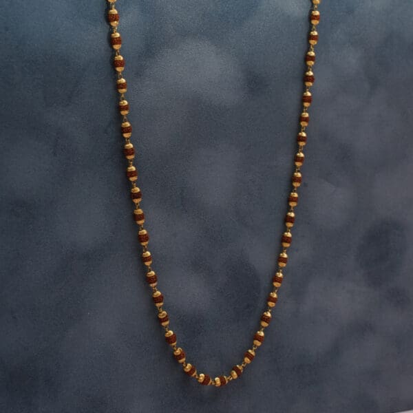 18kt Gold Cap 5 face Rudraksha Mala CN18/1772