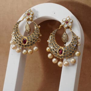 Kundan And Pearl Chand Bali/ Earrings BERM/1
