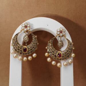 Kundan And Pearl Chand Bali/ Earrings BERM/1
