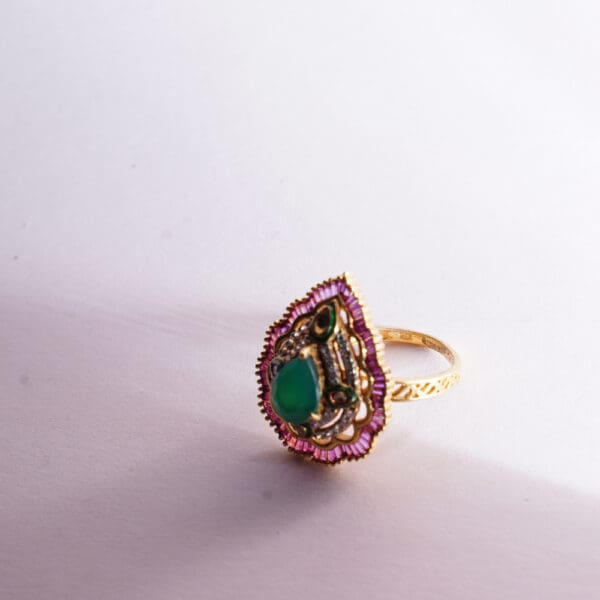 22Kt Gold Diamond Emerald Ring RL22/17