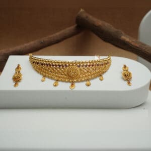 22Kt Gold Itelian Necklace with Matching Earrings CK22/37