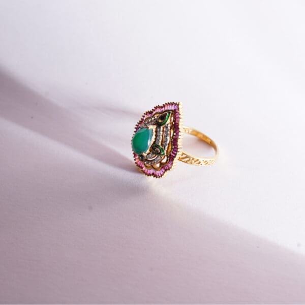 22Kt Gold Diamond Emerald Ring RL22/17