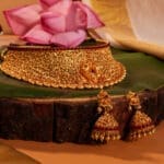 22Kt Gold Antique Necklace with Earrings CK22/19