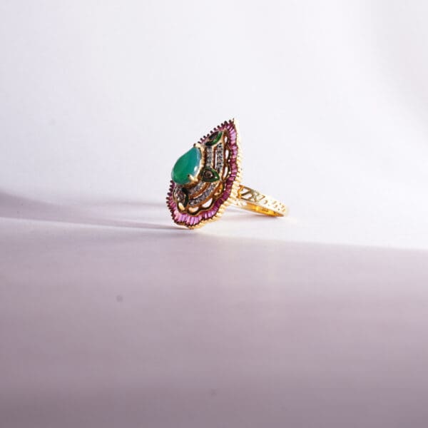 22Kt Gold Diamond Emerald Ring RL22/17