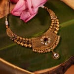 22Kt Gold Antique Necklace with Earrings CK22/19