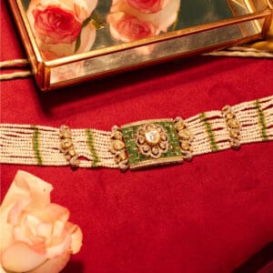 14 KT GOLD POLKI KUNDAN CHOKER WITH PEARL PNK14/12