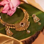 22Kt Gold Antique Necklace with Earrings CK22/19