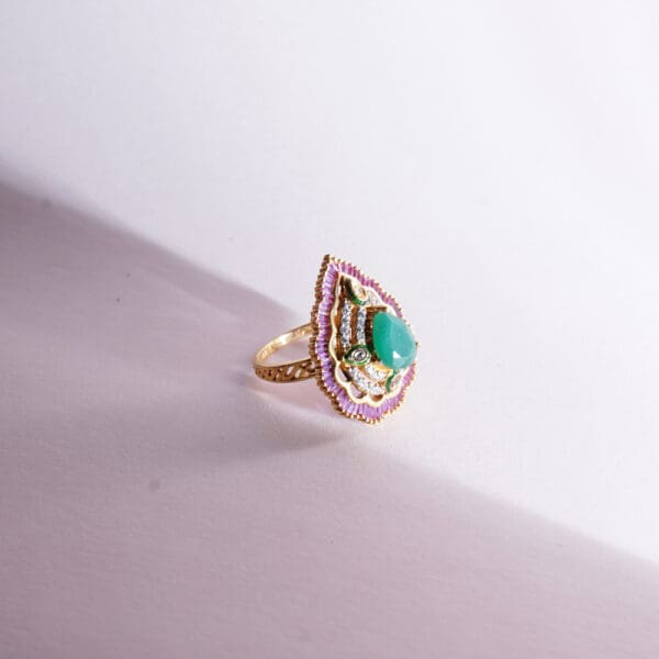 22Kt Gold Diamond Emerald Ring RL22/17