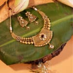22Kt Gold Antique Necklace with Earrings CK22/19