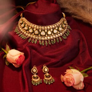 18 KT GOLD POLKI KUNDAN CHOKER WITH MATCHING EARRINGS PKCS8/10