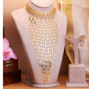 18Kt Gold Long Neclace WIth Earrings ST18/472