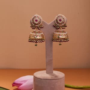 18kt Gold Multistone Jhumka Earrings JH18/135