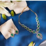 18Kt Gold Diamond Necklace With Matching Earrings DST/99