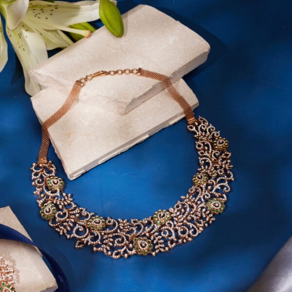 18kt Gold Beautiful Diamond Necklace for Wedding DNK/177