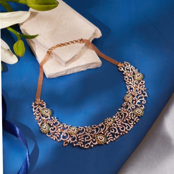 18kt Gold Beautiful Diamond Necklace for Wedding DNK/177
