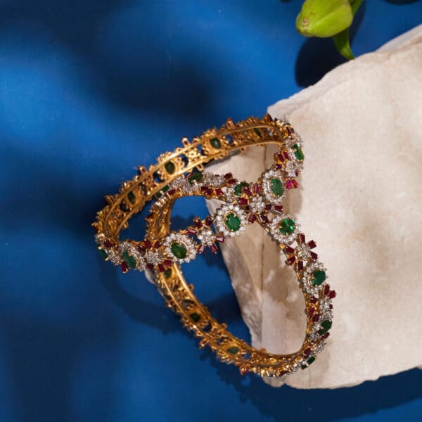 14Kt Gold Diamond Pair Of Bangles DKR14/19
