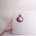 18kt Gold Pearl Round Pandant with Red Stones LC18/423