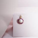 18kt Gold Pearl Round Pandant with Red Stones LC18/423