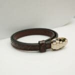18Kt Gold Snake Leather Starp Men's Bracelet BG18/49