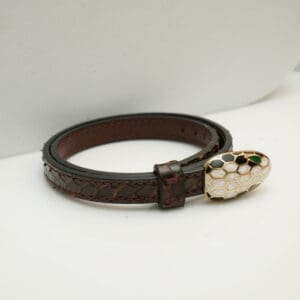 18Kt Gold Snake Leather Starp Men's Bracelet BG18/49
