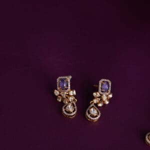 17KT GOLD POLKI KUNDAN EARRINGS PKE18/101