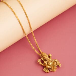 22Kt Gold Ganesha Engraved Pendant LC22/1