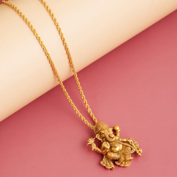 22Kt Gold Ganesha Engraved Pendant LC22/1
