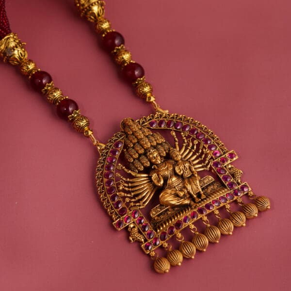 22kt Gold Temple Heavy Pendant With Goddess Engraved PD22/29