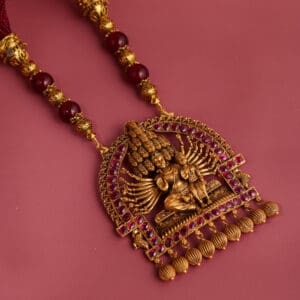22kt Gold Temple Heavy Pendant With Goddess Engraved PD22/29
