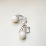 Elegant 18KT White Gold Diamond & Pearl Earrings DTP/309