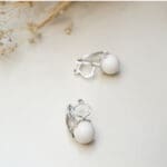 Elegant 18KT White Gold Diamond & Pearl Earrings DTP/309