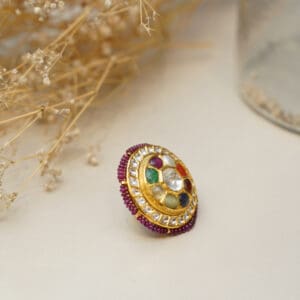 POLKI KUNDAN MULTI STONE RING PKR18/11