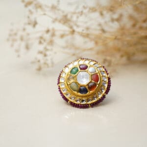 POLKI KUNDAN MULTI STONE RING PKR18/11