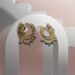 18kt Yellow Gold Green and Blue Earrings ER18/661 18kt Yellow Gold Green and Blue Earrings ER18/661