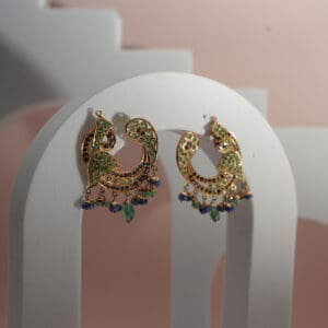 18kt Yellow Gold Green and Blue Earrings ER18/661