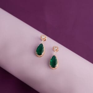 14 Kt Gold Diamond Emerald Earrings DER14/583
