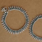 Antique 925 Silver Anklet with Green Stone PYSS/811